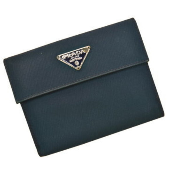 Prada long Wallet triangle black leather bifold - Picture 1 of 3